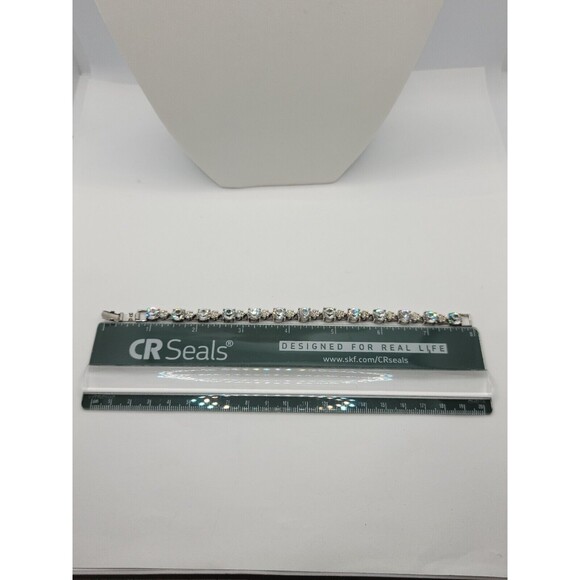 Silver Round CZ Rhinestone ? Tennis Bracelet - Picture 6 of 6